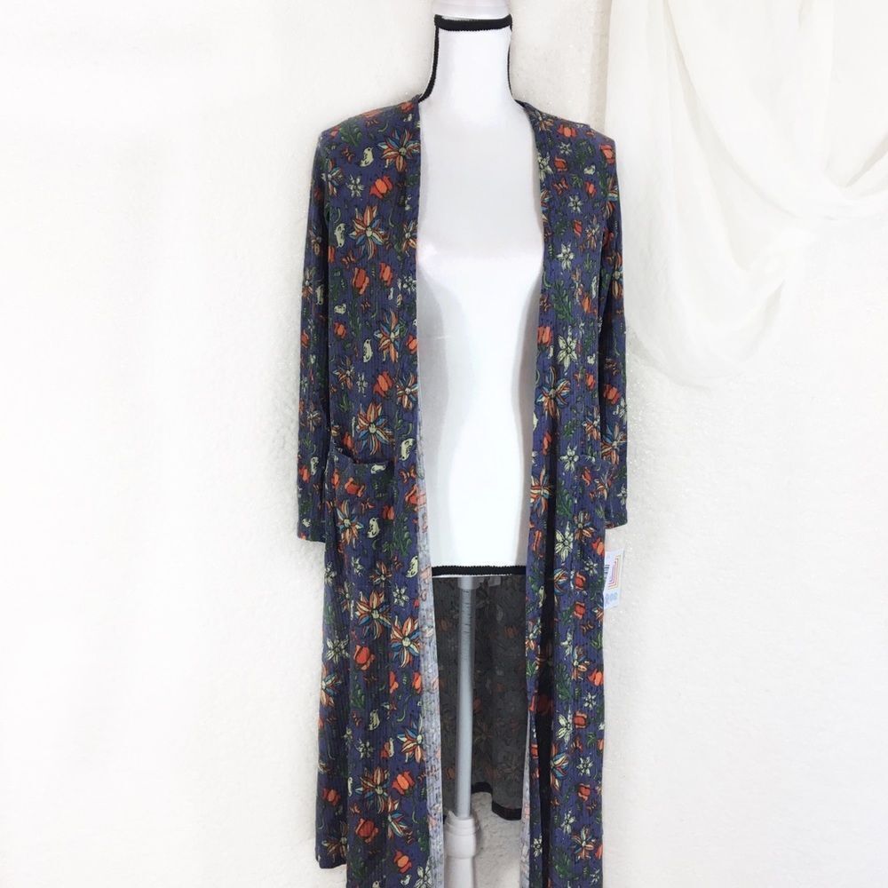Lularoe Floral Sarah Duster Cardigan XS Purple